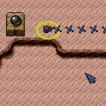 Screenshot of OpenLockStep featuring a unit and a path, iconic DanC graohics in use